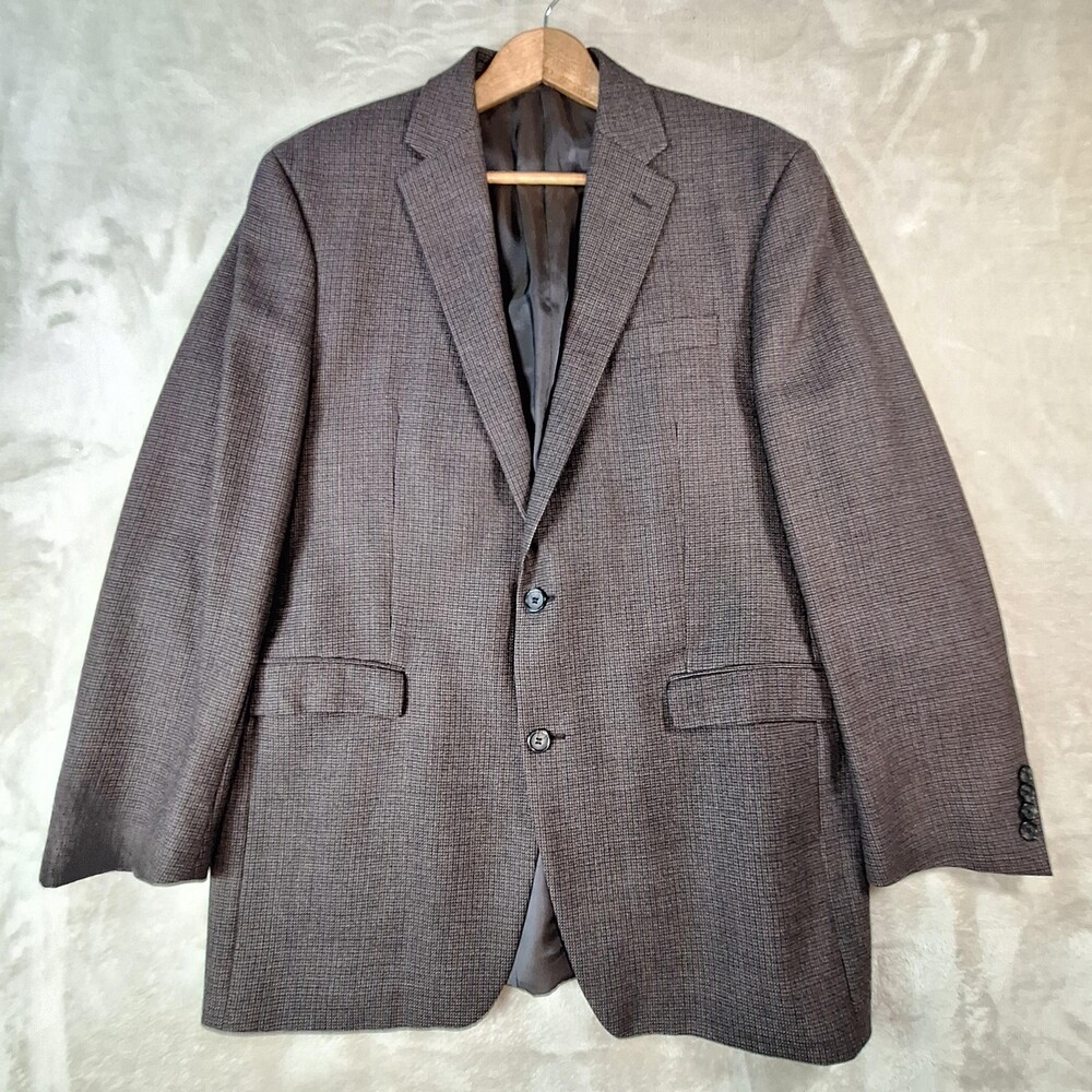 Lauren Ralph Lauren Sport Coat Mens 44L Brown Wool Check Single Vent 2 Btn Tweed